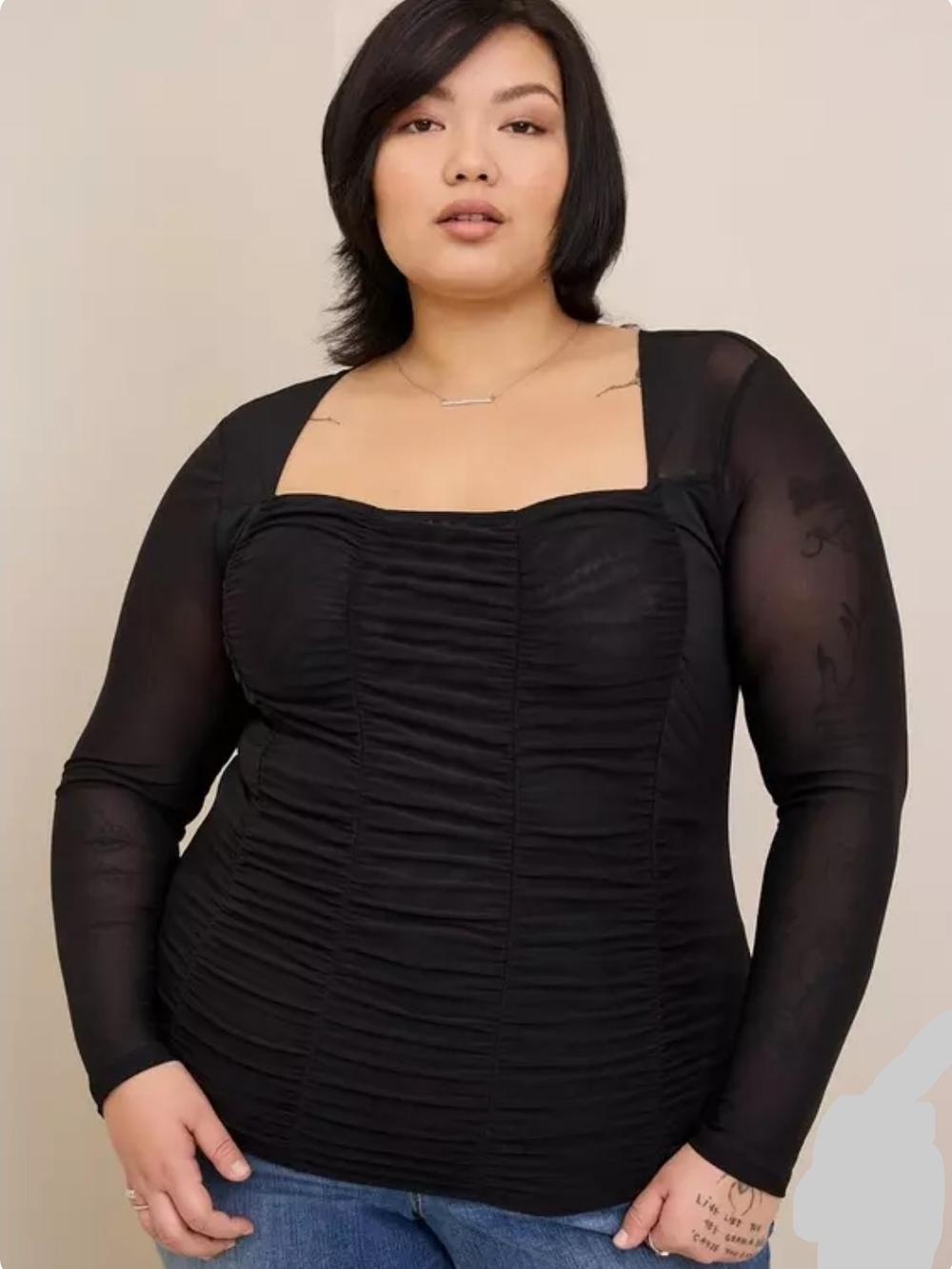 Torrid Stretch Black Mesh Long Sleeve Top 2x NWT